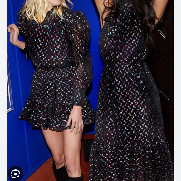 NWT MISA Los Angeles Winona rainbow dot print halter neck dress - Picture 11 of 11